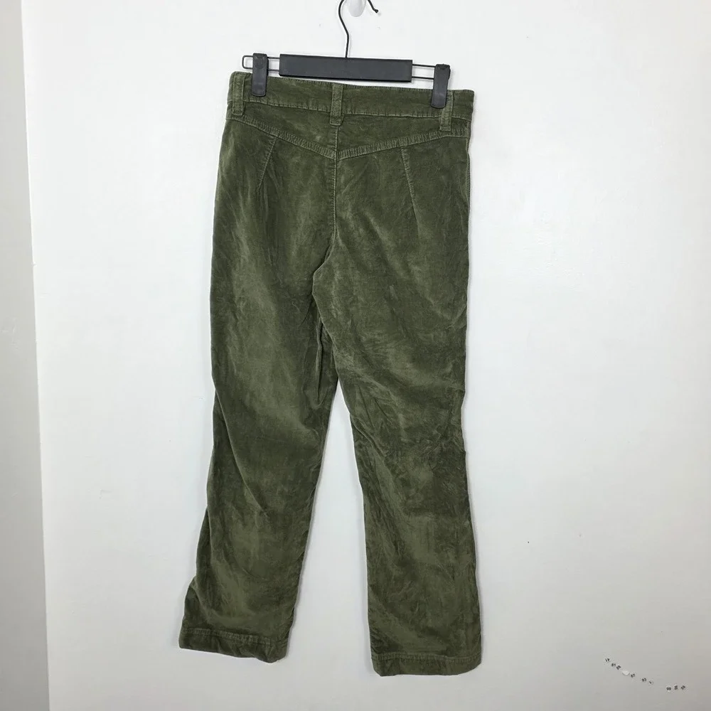 Free People‎ Green Velvet Mid Rise Boho High Time Kick Flare Pants Size 2